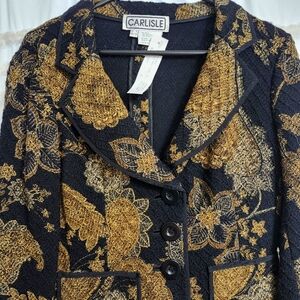 Carlisle Women's Black and Gold Floral Jacket. NWT. 2009